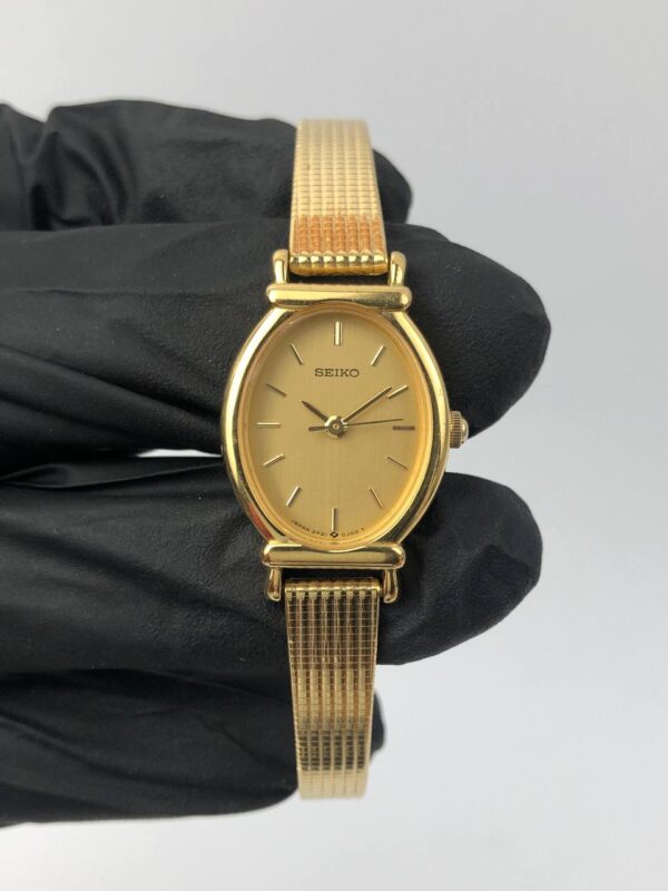 SEIKO OVAL CASE MESH GOLD TONE - Gambar 2