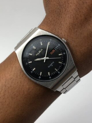 ALBA QUARTZ VINTAGE DAYDATE BLACK DIAL ALL ORI