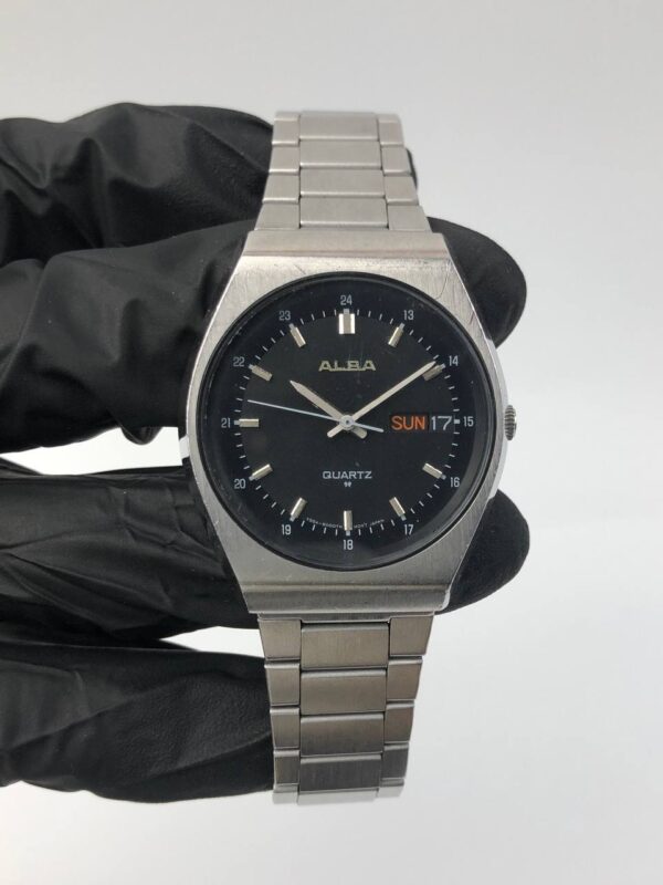ALBA QUARTZ VINTAGE DAYDATE BLACK DIAL ALL ORI - Gambar 2