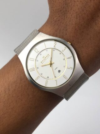 SKAGEN DENMARK 233XLSGS SILVER MESH BAND WATCH WHITE DIAL