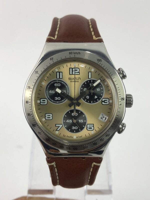 SWATCH IRONY CHRONOGRAPH TAN DIAL FULL ORI