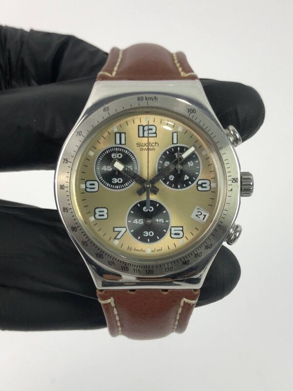 SWATCH IRONY CHRONOGRAPH TAN DIAL FULL ORI - Gambar 2