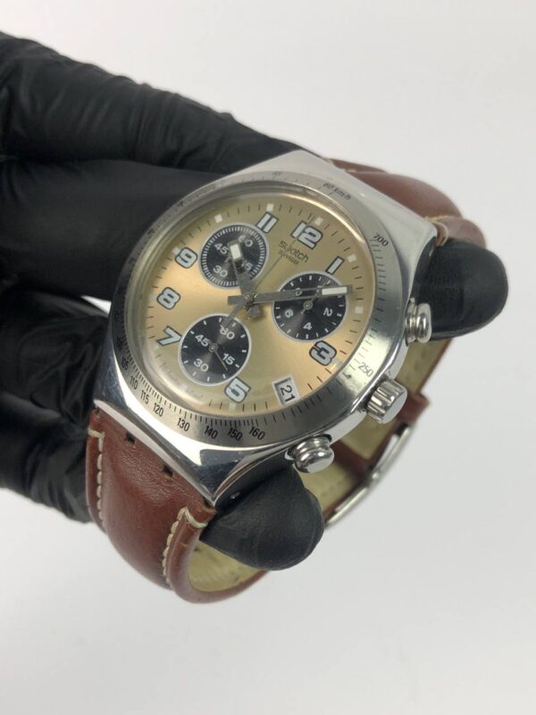 SWATCH IRONY CHRONOGRAPH TAN DIAL FULL ORI - Gambar 3