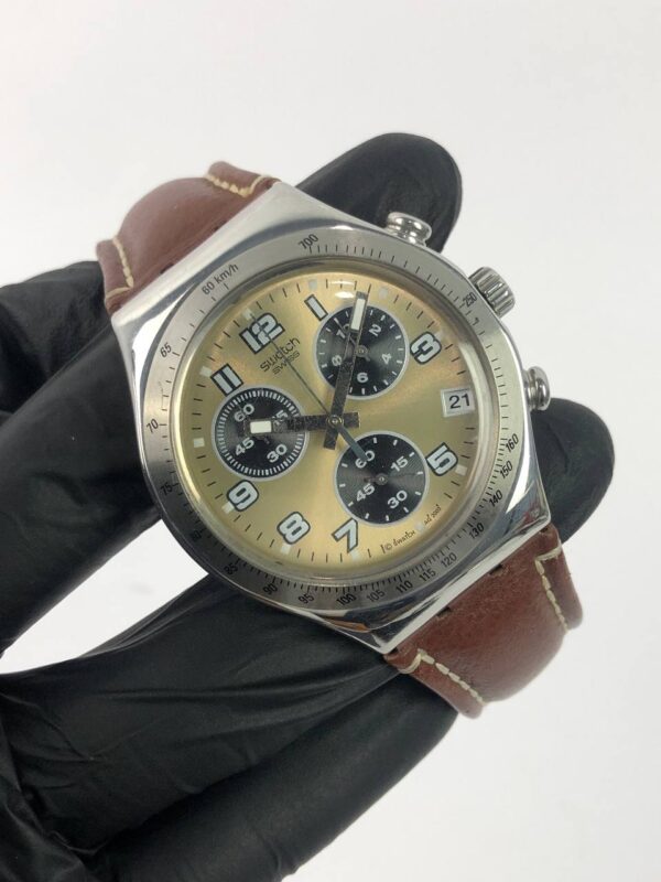 SWATCH IRONY CHRONOGRAPH TAN DIAL FULL ORI - Gambar 4