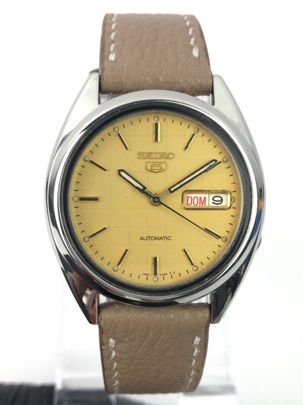 SEIKO 5 GOLD GRAPH CHECKS DIAL