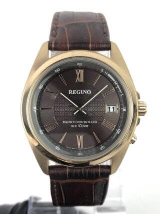 REGUNO TUXEDO BROWN DIAL GOLD TONE CASE