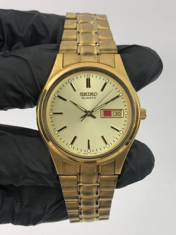 SEIKO QUARTZ ANALOG GOLD TONE CASE ALL ORI - Gambar 2
