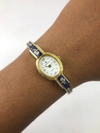 ANDRÉ MOUCHE SWISS ENAMEL BLUE & GOLD ELEGANCE