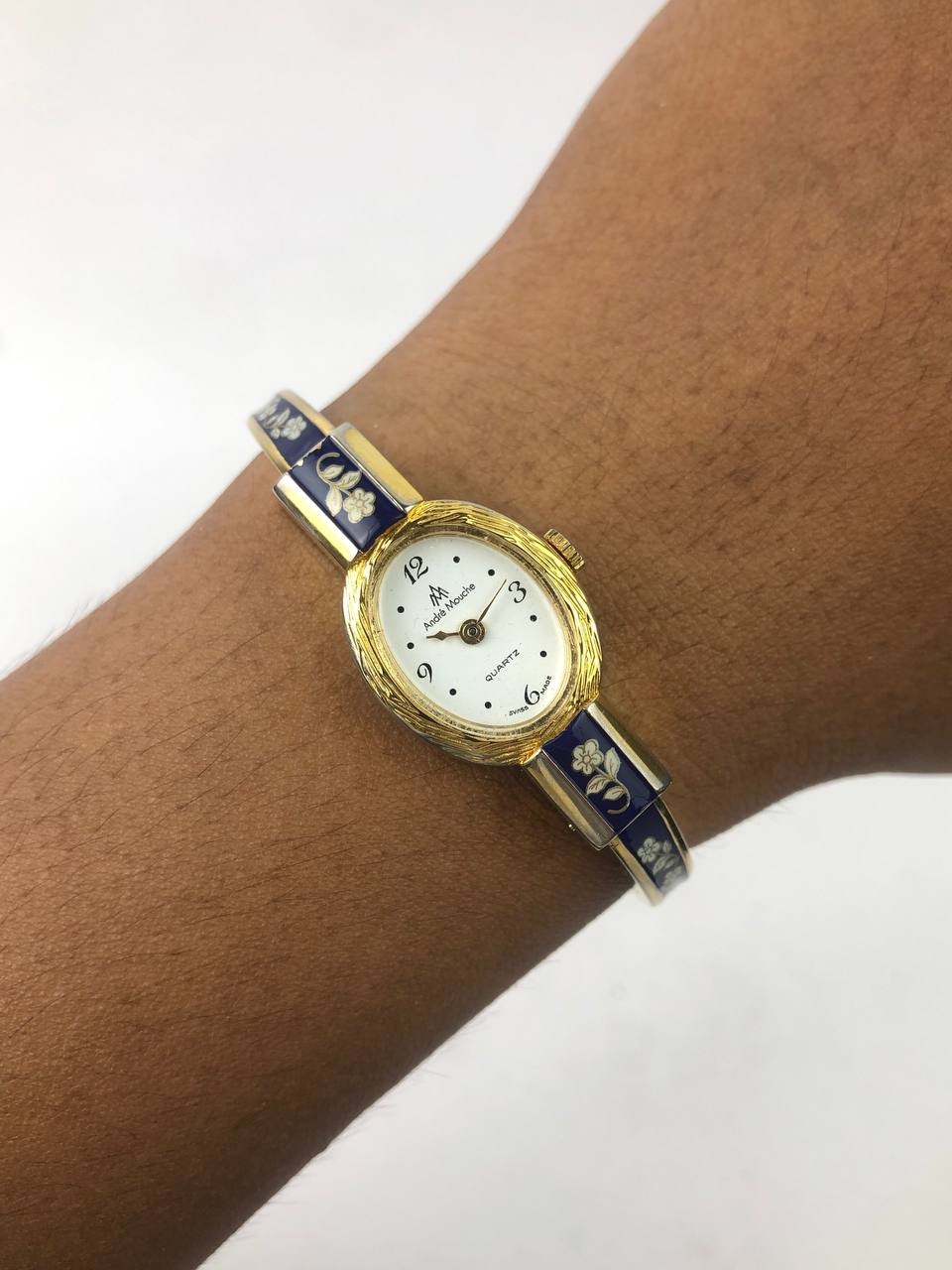 ANDRÉ MOUCHE SWISS ENAMEL BLUE & GOLD ELEGANCE