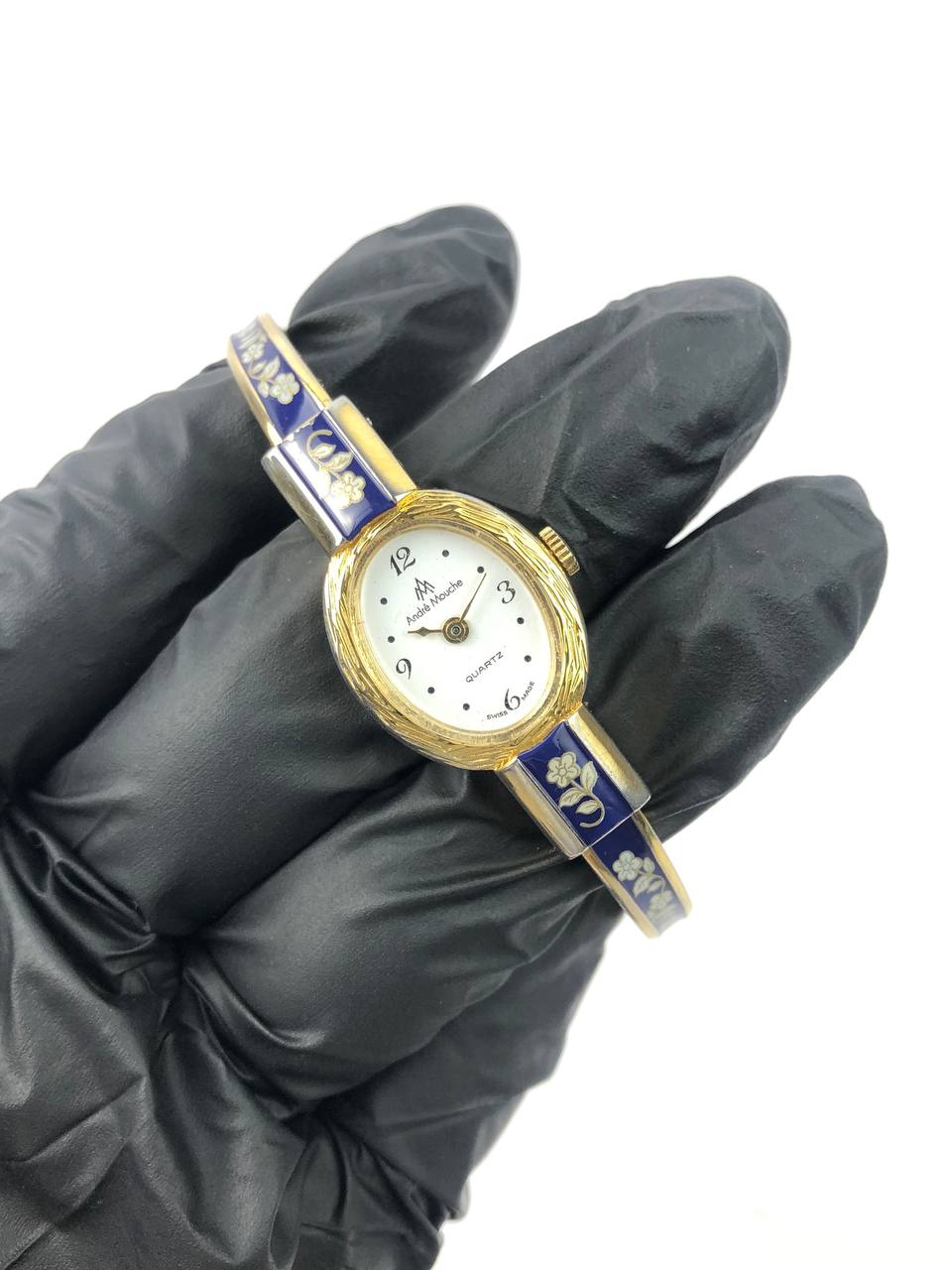 ANDRÉ MOUCHE SWISS ENAMEL BLUE & GOLD ELEGANCE - Gambar 3