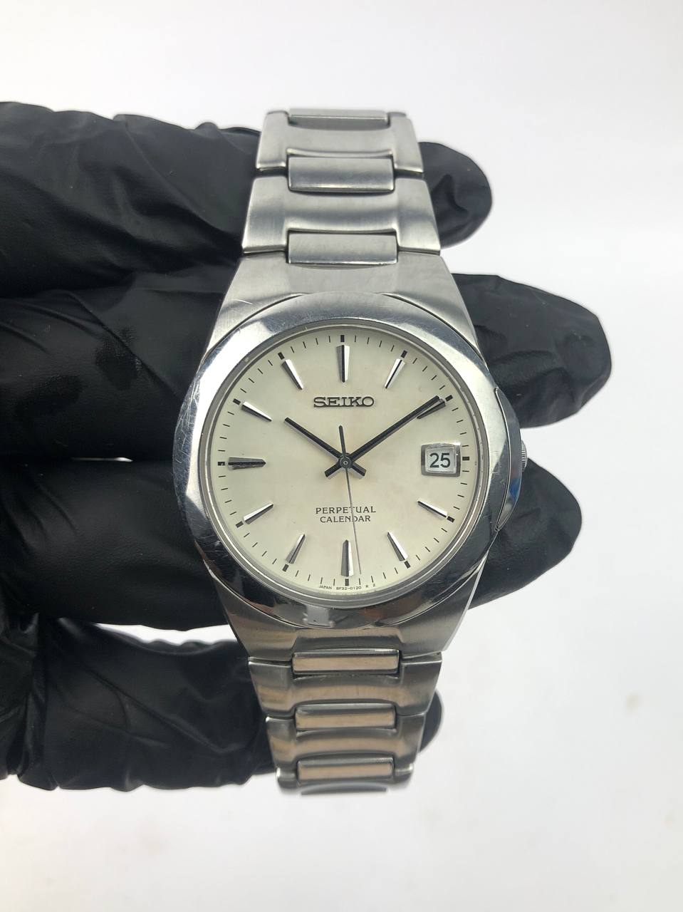 Seiko Perpetual Calendar Silver Dial Rantai Steel - Gambar 2