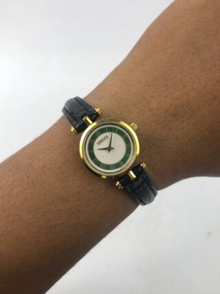 Gucci Vintage Green Gold Roman Black strap Chic