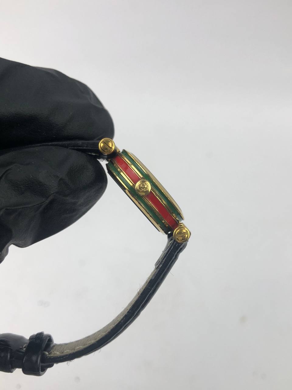 Gucci Vintage Green Gold Roman Black strap Chic - Gambar 5