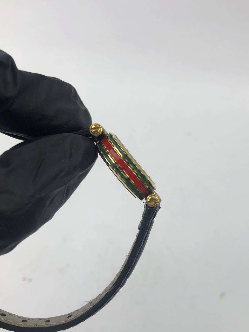 Gucci Vintage Green Gold Roman Black strap Chic - Gambar 6