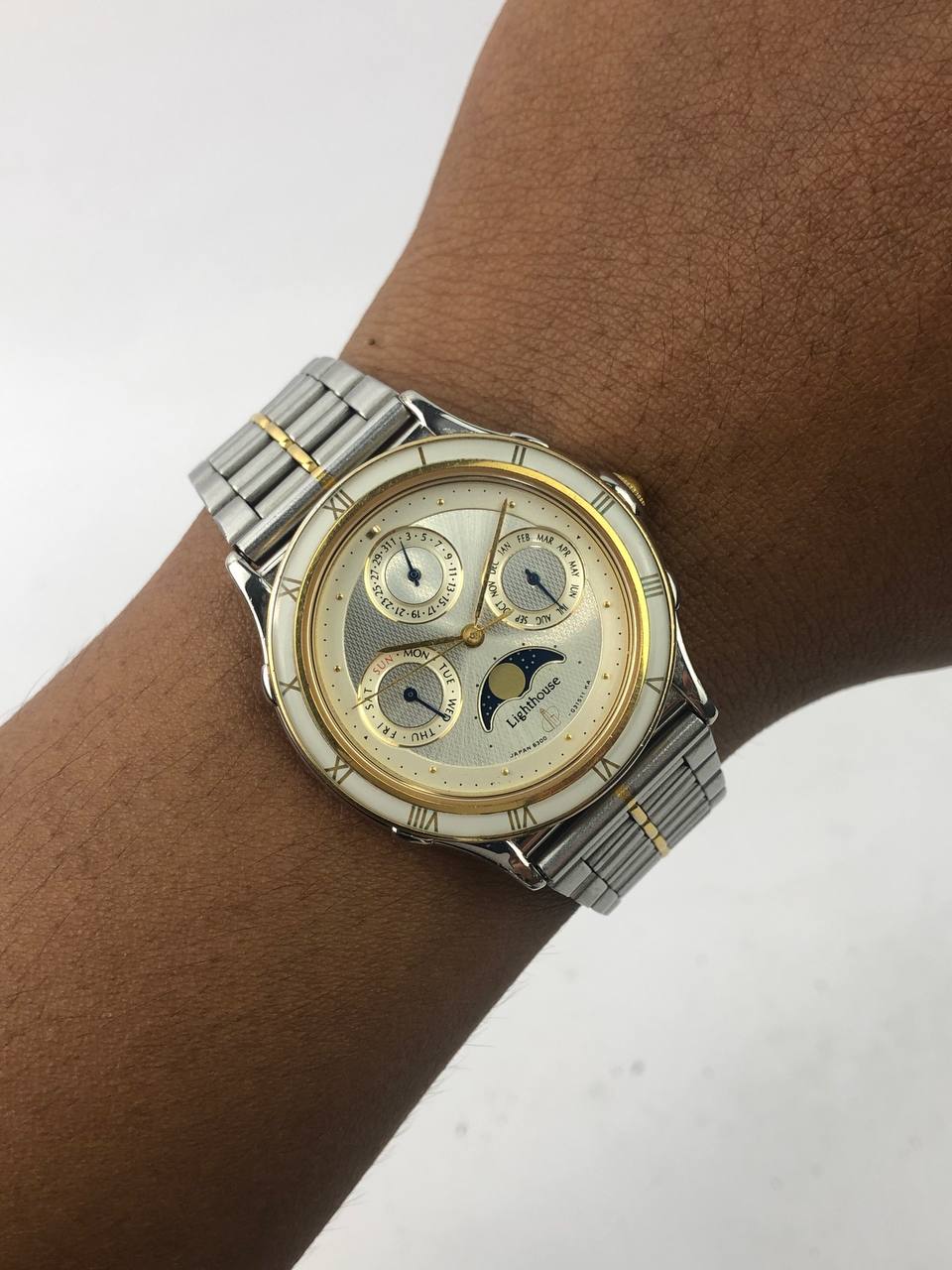 LIGHTHOUSE Citizen Moonphase Two Tone Majesty, Cream Dial, Luxury Steel-Gold Bracelet.