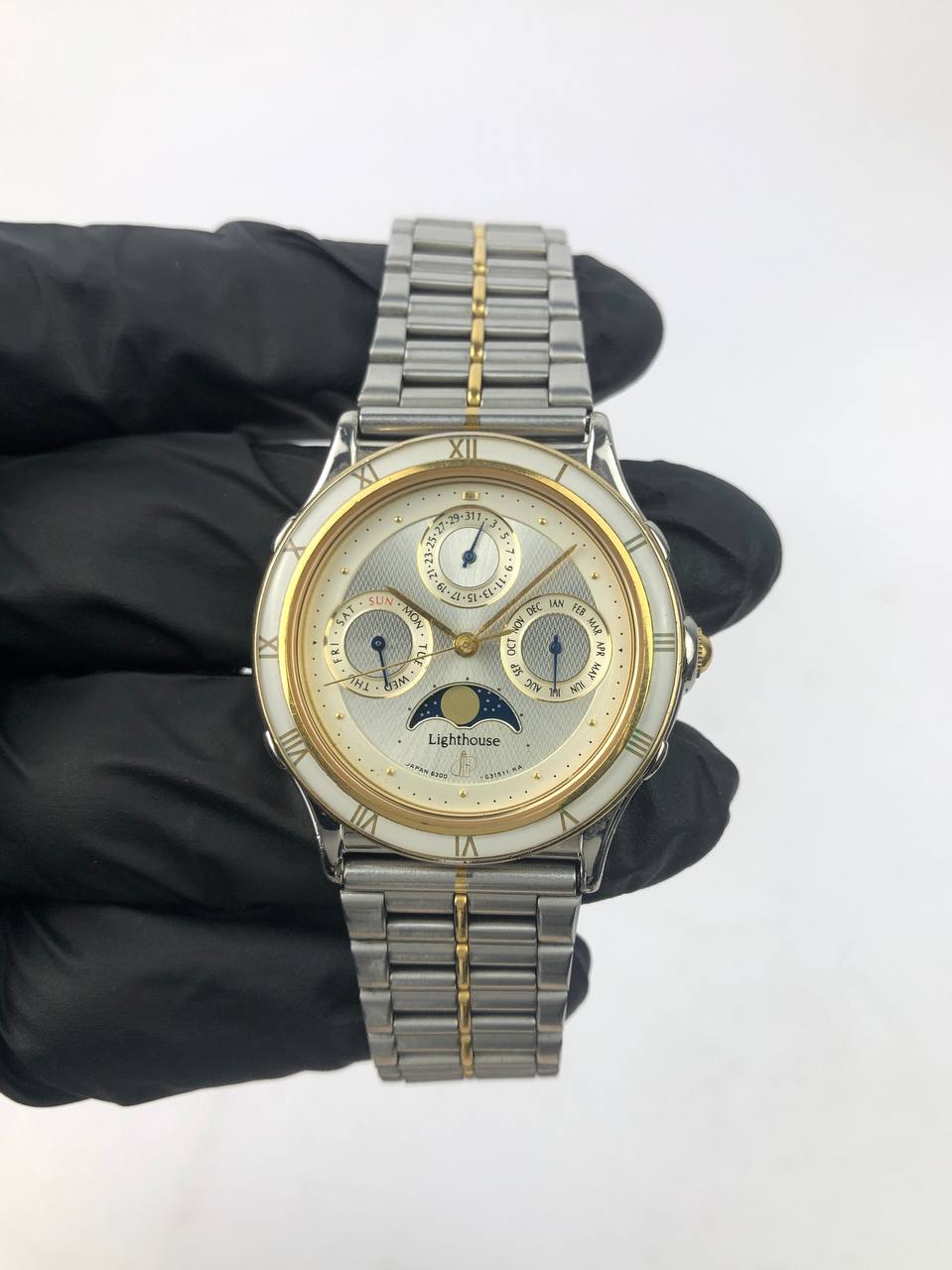 LIGHTHOUSE Citizen Moonphase Two Tone Majesty, Cream Dial, Luxury Steel-Gold Bracelet. - Gambar 2