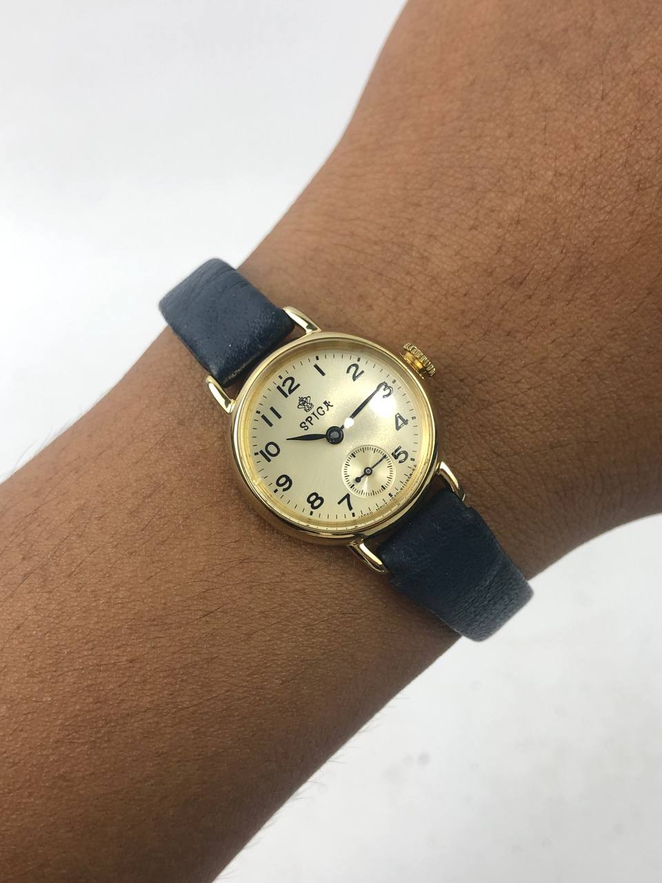 SPICA by Tictac Petite klasik Gold Round Case, Cream Dial, subsecond