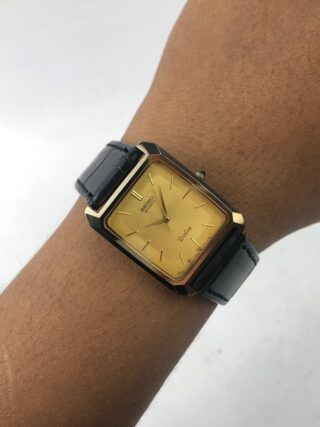 SEIKO Dolce  Square Tungsten Case & Gold Sunburst Dial elegan
