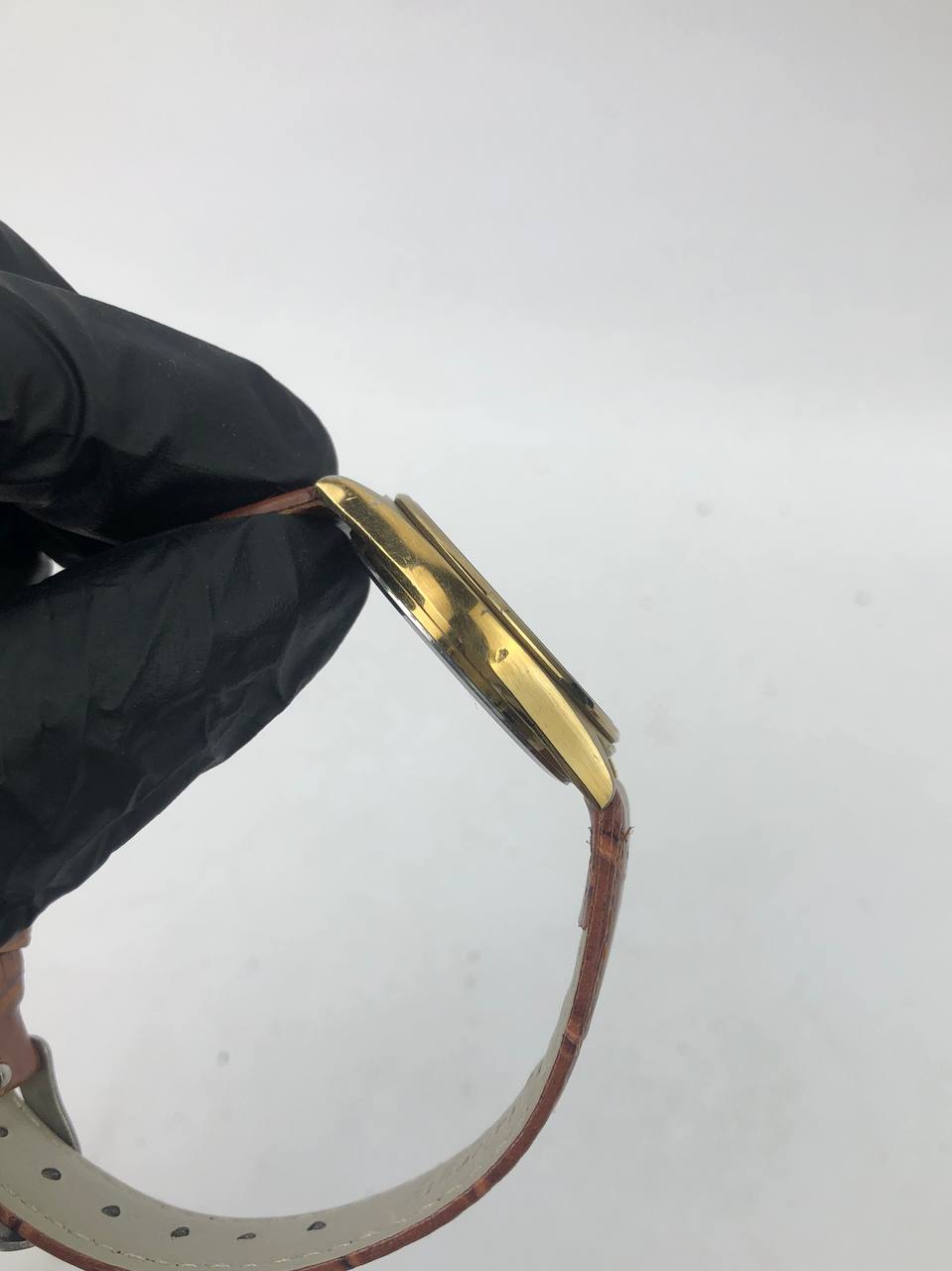 SEIKO Chronos Gold Day-Date Dress, Cream texture Dial, Brown strap - Gambar 6