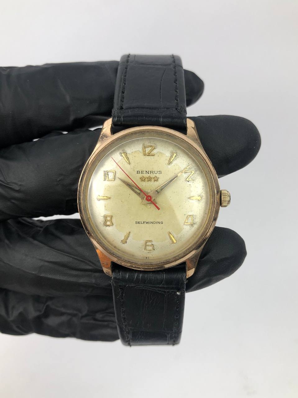 Swissmade Benrus Vintage Round Gold Case Selfwinding - Gambar 2