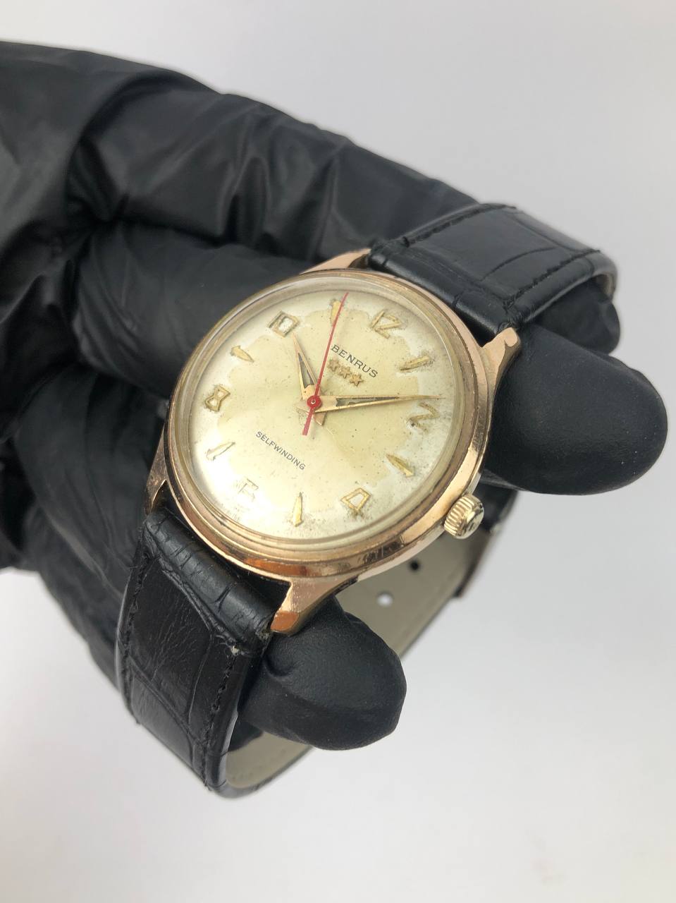 Swissmade Benrus Vintage Round Gold Case Selfwinding - Gambar 3