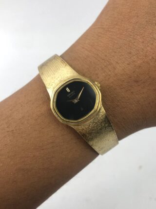 SEIKO LADY QUARTZ VINTAGE GOLD CASE OVAL & BLACK DIAL MINIMALIS
