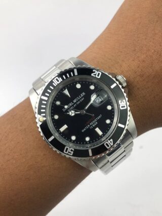 DANIEL MULLER DIVER DIAL BLACK LUME BRACELET STAINLESS