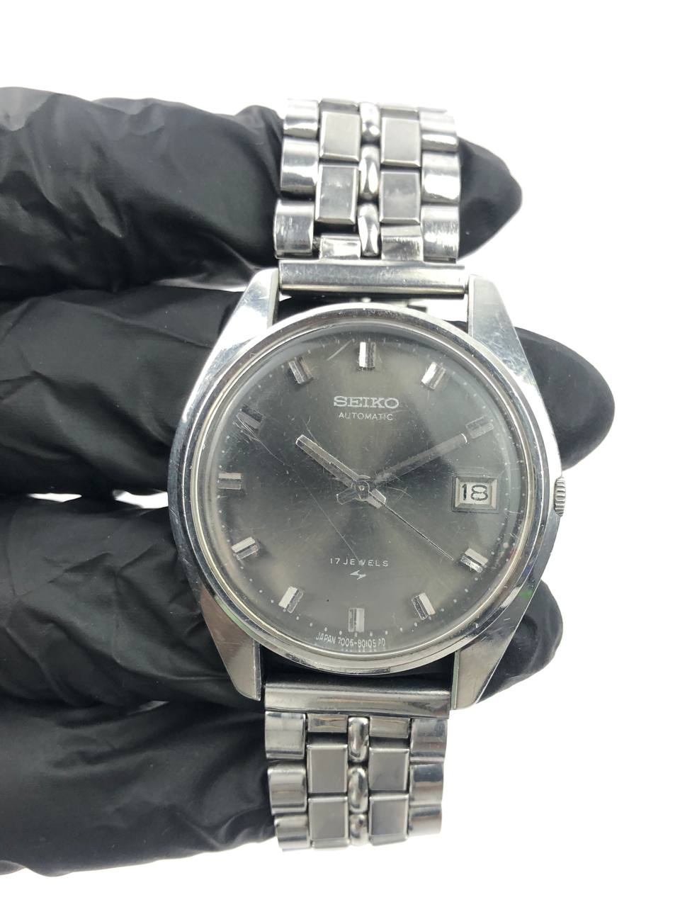 SEIKO AUTOMATIC ROUND SILVER DIAL GREY VINTAGE BRACELET STAINLESS - Gambar 2