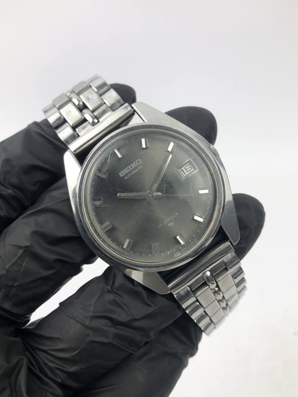SEIKO AUTOMATIC ROUND SILVER DIAL GREY VINTAGE BRACELET STAINLESS - Gambar 4
