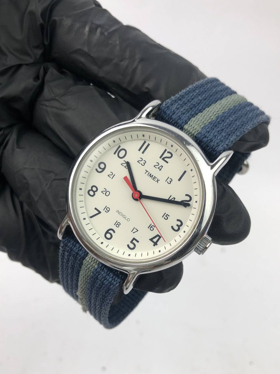 FIELDWATCH TIMEX ROUND CLASSIC DIAL INDIGLO ARABIC STRAP NATO BIRU ABU - Gambar 3