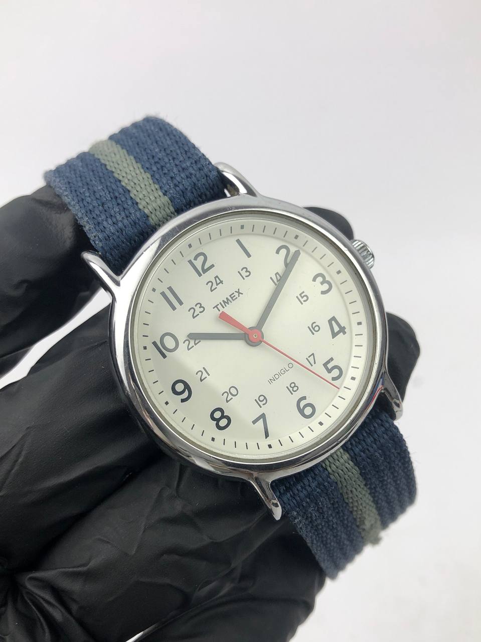 FIELDWATCH TIMEX ROUND CLASSIC DIAL INDIGLO ARABIC STRAP NATO BIRU ABU - Gambar 4