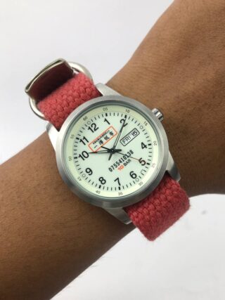 JAPAN FIELD ROUND DIAL ARABIC MILITARY STRAP KANVAS MERAH