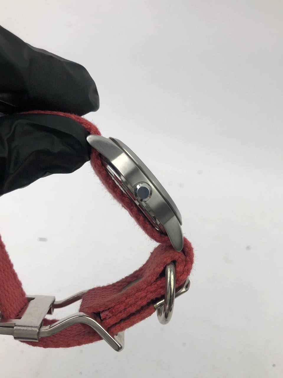 JAPAN FIELD ROUND DIAL ARABIC MILITARY STRAP KANVAS MERAH - Gambar 5