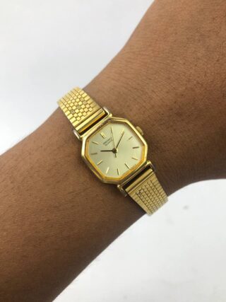 SEIKO HEXAGON GOLD DIAL GOLD ELEGAN BRACELET GOLD MESH