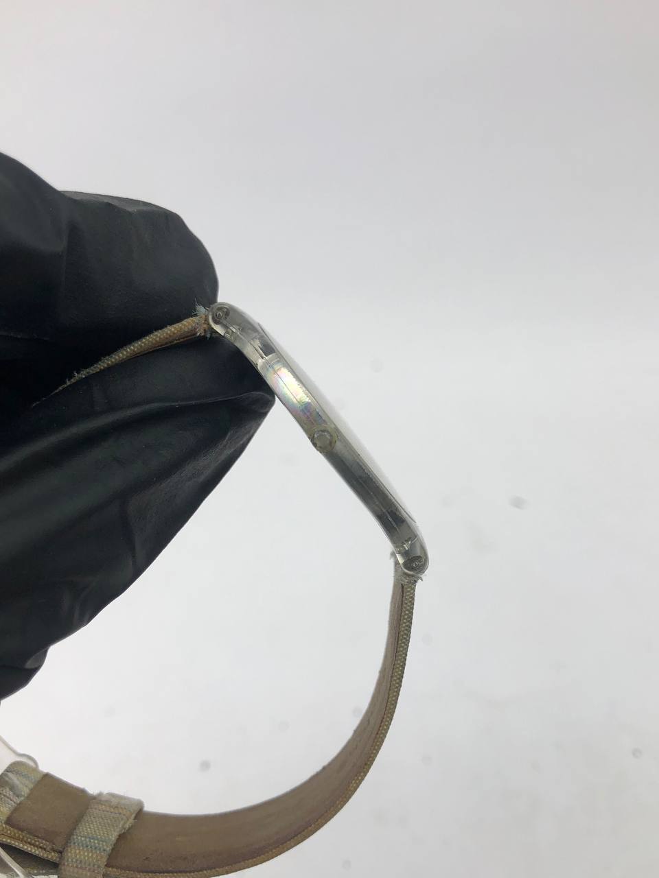 SWATCH ROUND TRANSPARENT DIAL GOLD PASTEL STRAP KANVAS COLORFUL - Gambar 5