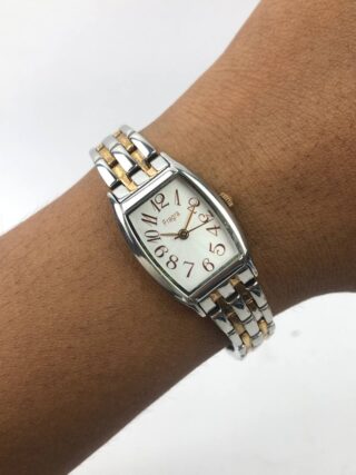 FRAGRA TONNEAU SILVER DIAL PUTIH ANGKA BESAR BRACELET TWO TONE