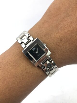 HM SQUARE SILVER DIAL HITAM MINIMALIS BRACELET SILVER