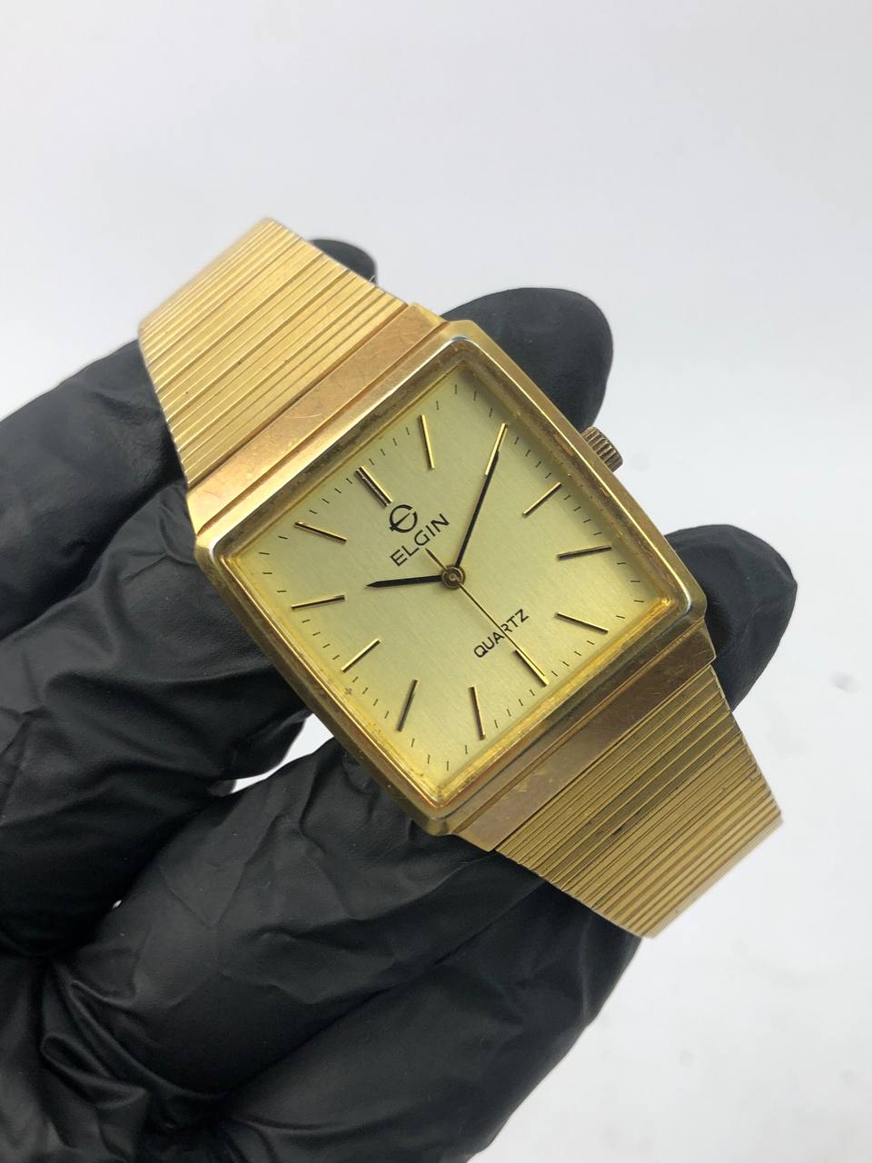ELGIN RECTANGULAR GOLD DIAL GOLD CLEAN BRACELET GOLD LINEAR - Gambar 4