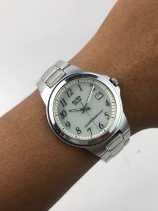 ALBA SOLAR ROUND SILVER DIAL PUTIH ARABIC BRACELET STAINLESS