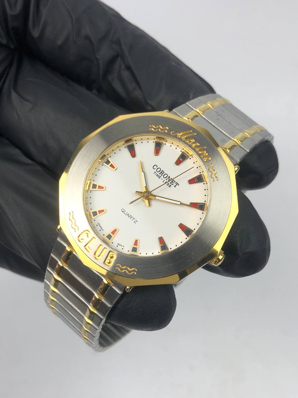 CORONET OCTAGON SPORT CASE COLOUR INDEX DIAL TWO-TONE STEEL BRACELET - Gambar 3