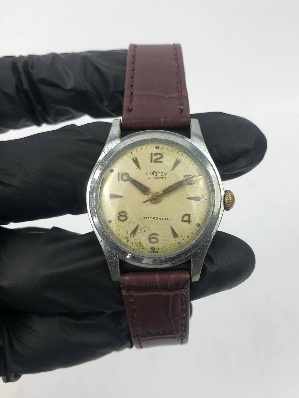 SWISSMADE FLORIMONT VINTAGE ROUND CASE PATINA CREAM DIAL - Gambar 2