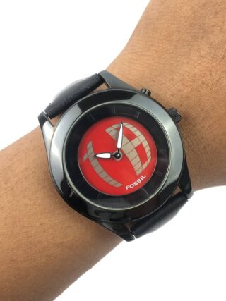 FOSSIL AUTHENTIC ANADIGI RED ART DIAL BLACK STRAP