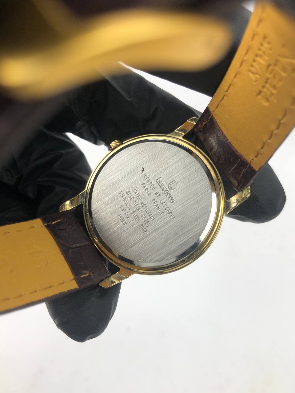 LASSERRE PARIS BLACK DIAL BROWN STRAP - Gambar 7