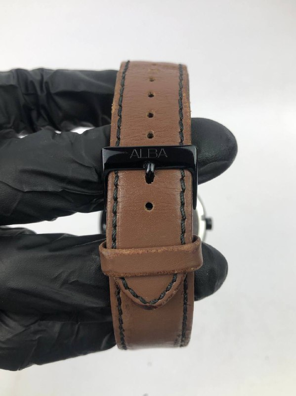 ALBA MAN ROUND BLACK CASE SMOKE BLUE DIAL BROWN STRAP - Gambar 8