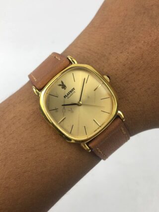 PLAYBOY SQUARE HERITAGE BY SEIKO BROWN STRAP