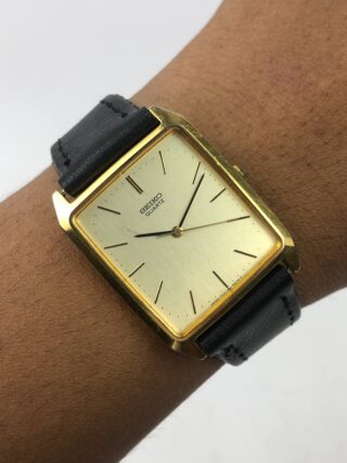 SEIKO QUARTZ TANK CHAMPAGNE DIAL GOLD CASE