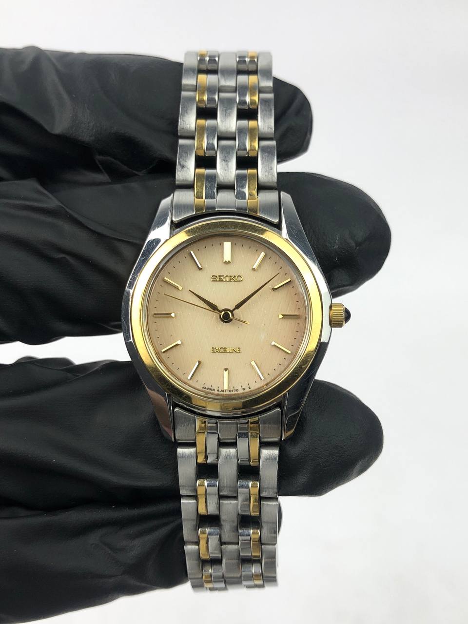 SEIKO EXCELINE GOLD BEZEL CHAMPAGNE DIAL TWO-TONE BRACELET - Gambar 2