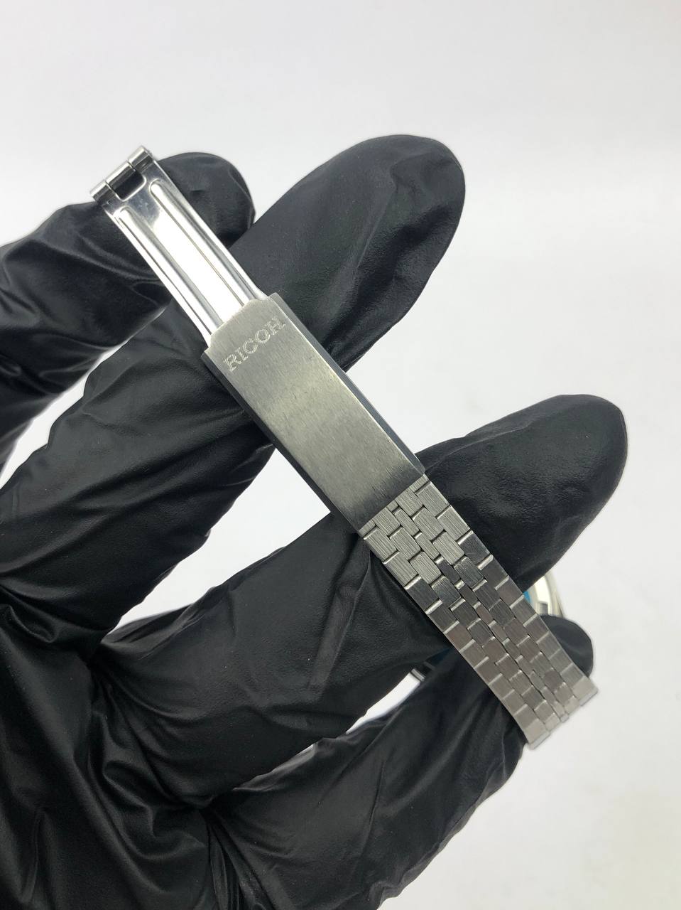 RICOH RIQUARTZ VINTAGE DRESS WATCH ROUND CASE SILVER BLUE DIAL BRACELET - Gambar 8