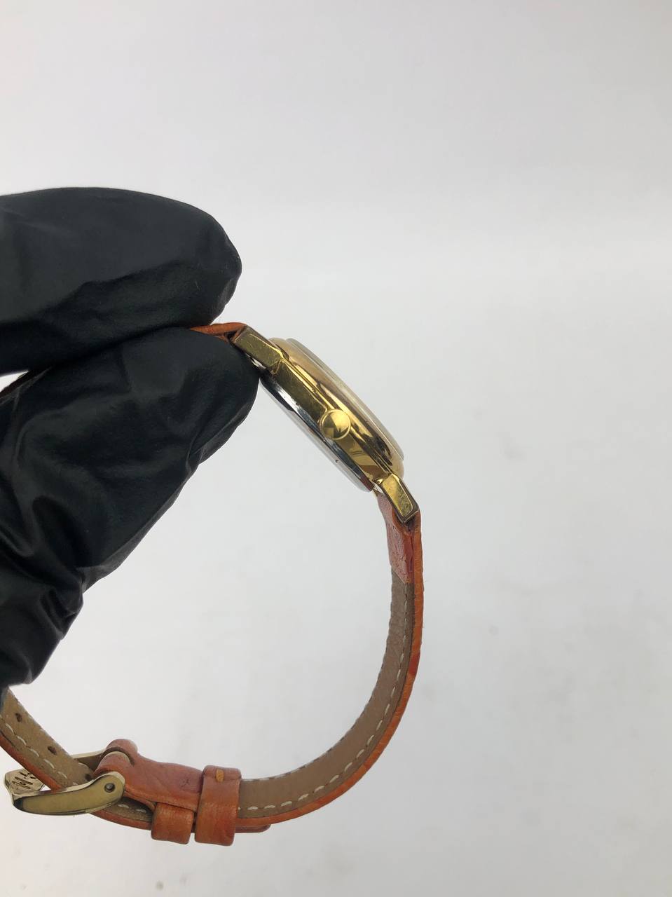 TISSOT STYLIST SWISS DRESS WATCH ROUND GOLD CHAMPAGNE DIAL LEATHER STRAP - Gambar 5