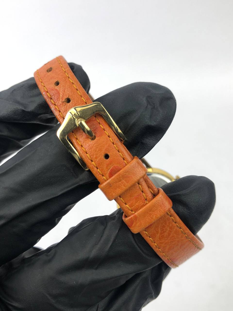 TISSOT STYLIST SWISS DRESS WATCH ROUND GOLD CHAMPAGNE DIAL LEATHER STRAP - Gambar 8